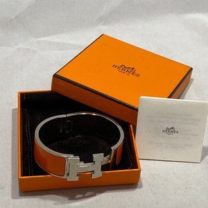 Hermes "Clic Clac" H Bracelet in Orange Enamel
